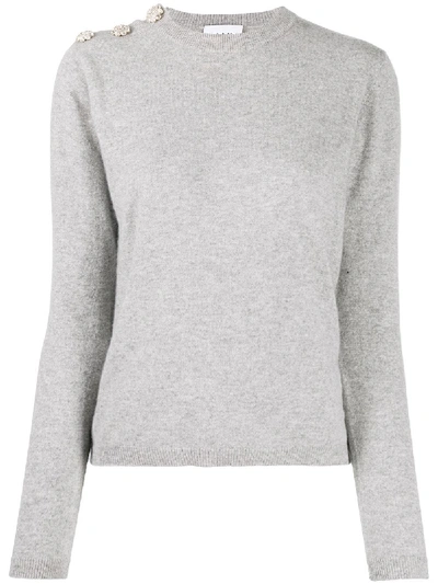 Ganni Crystal-embellished Cashmere Jumper In Grey