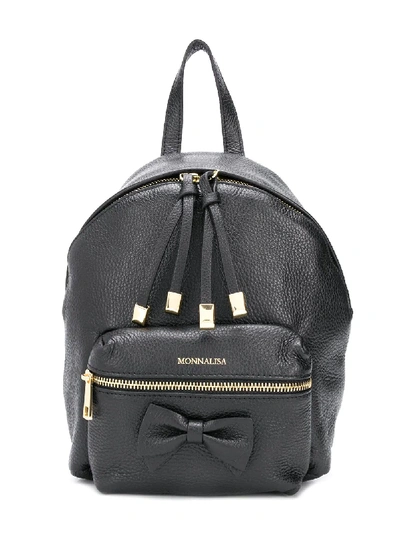 Monnalisa Kids' Logo-print Zipped Backpack In Black