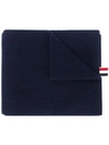 Thom Browne Navy Milano Stitch Merino Wool Scarf In Blue