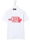 Dsquared2 White T-shirt For Kid With Red Logo In White