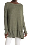 Free People North Shore Thermal Knit Tunic Top In Army