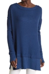 Free People North Shore Thermal Knit Tunic Top In Navy