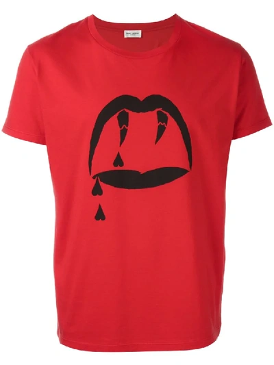Saint Laurent 'blood Luster' Printed T-shirt In Red