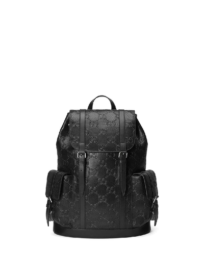 Gucci Logo-embossed Backpack In Black