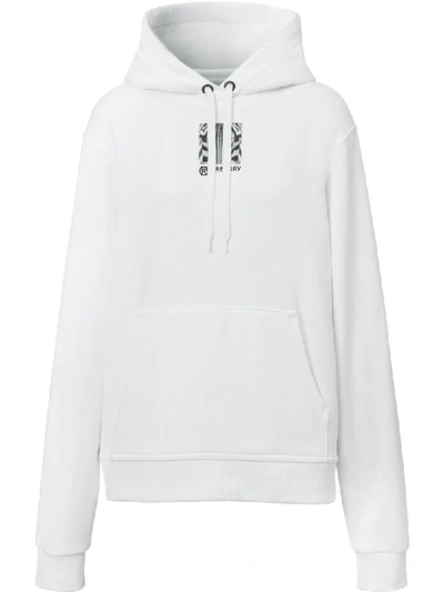 Burberry Montage-print Cotton Hoodie In White
