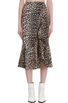 GANNI SKIRT IN ANIMALIER SILK,11431776