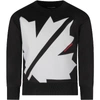 DSQUARED2 BLACK SWEATSHIRT WITH RED LOGO FOR BOY,DQ049I D00X5 DQ900