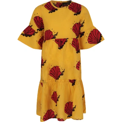 Mini Rodini Kids' Yellow Dress For Girl With Red Shells