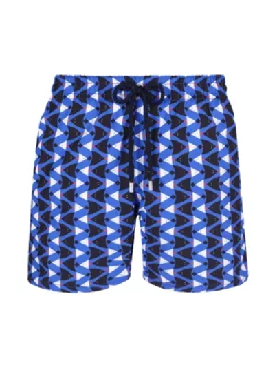 Vilebrequin Men's Flocked Seahorses-print Swim Trunks In Blue