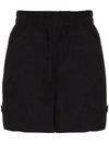 Ganni Crinkled Tech Fabric Shorts In Black