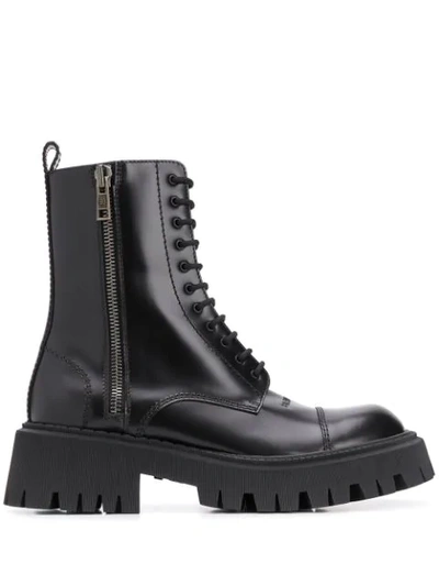 Balenciaga Tractor 20 Mm Lace-up Boots In Black
