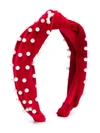 Monnalisa Kids' Pearl-embellished Knotted Headband In Red