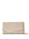 Jimmy Choo Emmie Glitter Leather Clutch Bag In Gold