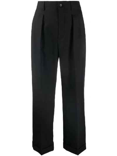 Saint Laurent Cropped Tailored Trousers In Black