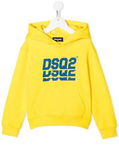 Dsquared2 Yellow Teen Hoodie With Frontal Logo