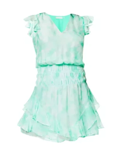 Ramy Brook Simone Tie Dye Printed Silk Minidress In Summer Mint Combo