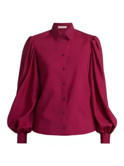 Alaïa Blouson-sleeve Wool Top In Violet