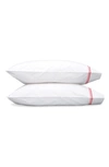 Matouk Set Of 2 Amara Triple Pearl Embroidered Cotton Pillowcase In Hibiscus