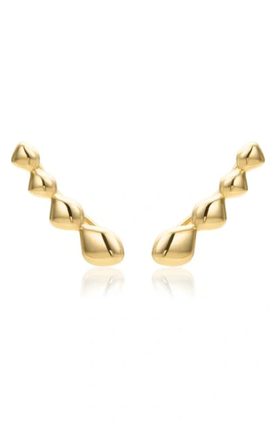 Monica Vinader Nura Teardrop Climber Earrings In Yellow Gold