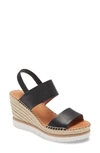 Gentle Souls By Kenneth Cole Elyssa Platform Wedge Sandal In Black Leather