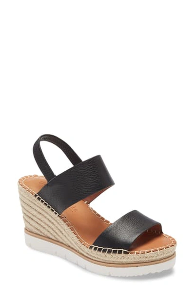 Gentle Souls By Kenneth Cole Elyssa Platform Wedge Sandal In Black Leather
