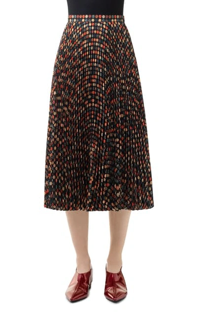 Akris Punto Wood Blockdot Mini Plisse Midi Skirt In Neutral