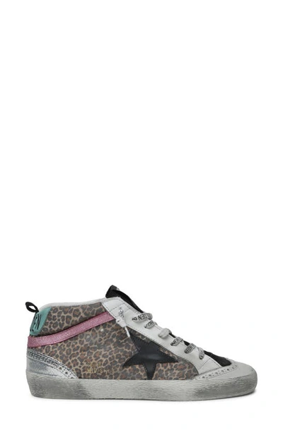Golden Goose Mid Star Sneakers In Animalier Suede And Leather In Multicolor