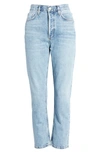Agolde Riley High-rise Straight Crop Stagger Jeans In Blur