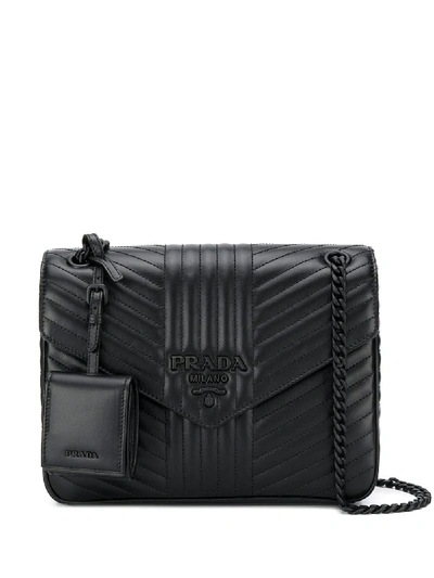 Prada Diagramme Shoulder Bag In Black