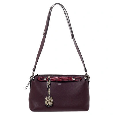 Pre-owned Fendi Burgundy Leather And Python Small By The Way Shoulder Bag