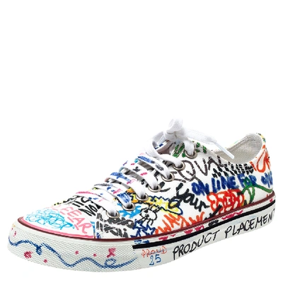 Pre-owned Vetements White Graffiti Canvas Low Top Trainers Size 38