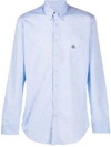 Etro Embroidered-logo Button-down Shirt In Blue