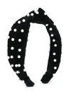 Monnalisa Kids' Pearl-embellished Knotted Headband In Black