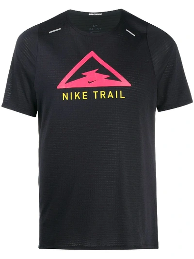 Nike Rise 365 Trail Men's Trail Running Top In Black/laser Crimson