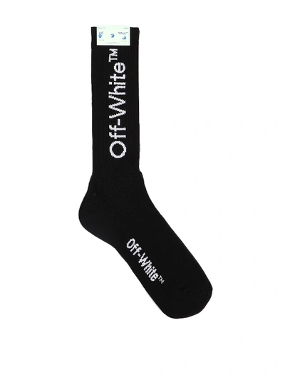 Off-white Logo Embroidery Socks In Black