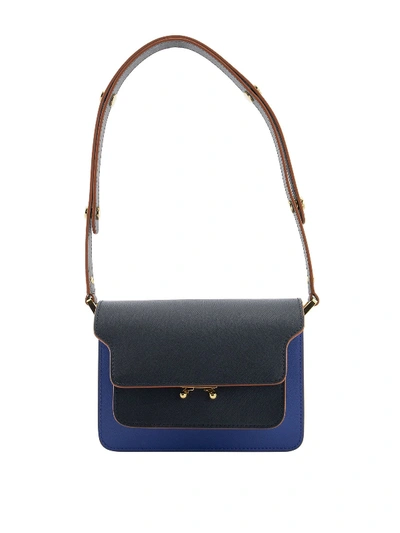 Marni Trunk Mini Colour Block Bag In Blue