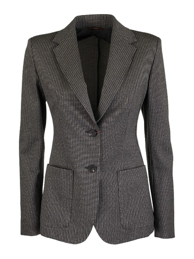 Max Mara Fosca Pinstripe Jacket In Viscose Jersey In Dark Grey