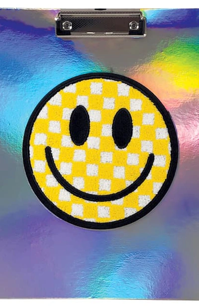 Iscream Checkered Smiley Clipboard, Notepad & Stickers Set In Yellow