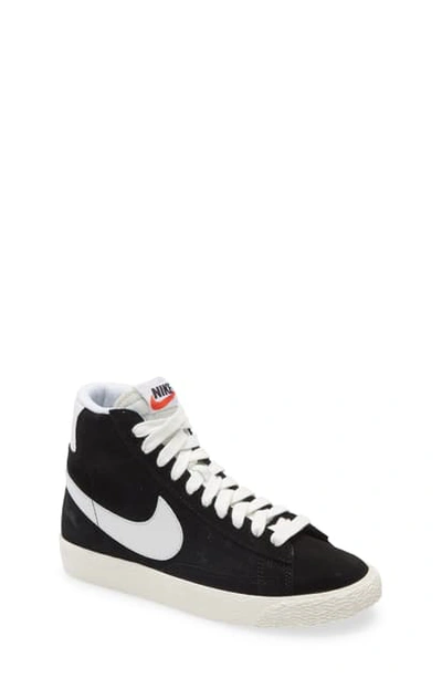 Nike Kids' Blazer Mid '77 Suede Sneakers In Black/white/orange
