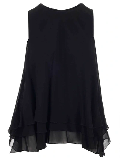 Max Mara Layered Sleeveless Top In Black