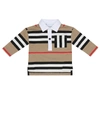 BURBERRY BABY ICON STRIPE COTTON POLO TOP,P00486223