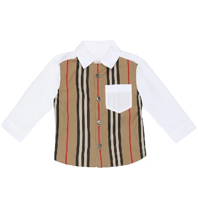 Burberry Baby Icon Stripe Stretch-cotton Shirt In Beige