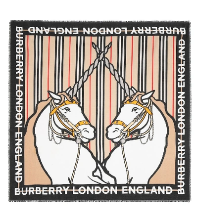 Burberry Kids' Logo图案印花围巾 In Neutrals