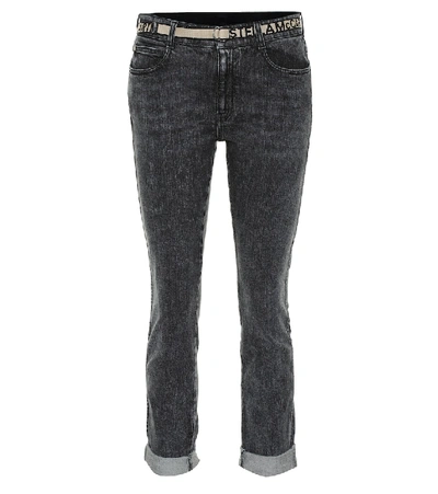 Stella Mccartney Logo Belt Skinny Boyfriend Jeans In Black