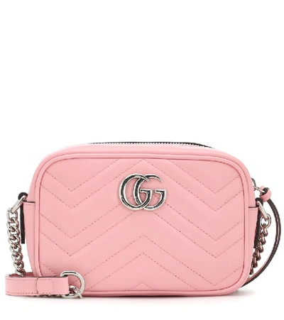 Gucci Women's Leather Cross-body Messenger Shoulder Bag Gg Marmont In Pink