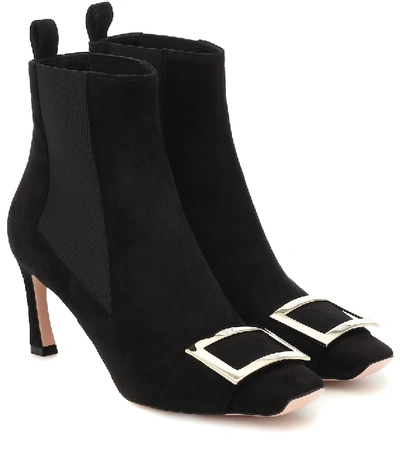 Roger Vivier Chelsea Trompette Suede Ankle Boots In Black