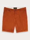 Scotch & Soda Pima Cotton Chino Shorts In Brown