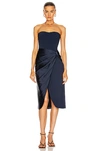 Simkhai Spencer Combo Strapless Wrap Dress In Midnight