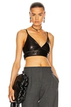 Helmut Lang Black Leather Bra Tank Top In Onyx