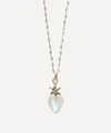 ACANTHUS GOLD DIAMOND AND MOONSTONE PUFFY HEART PENDANT NECKLACE,000702297